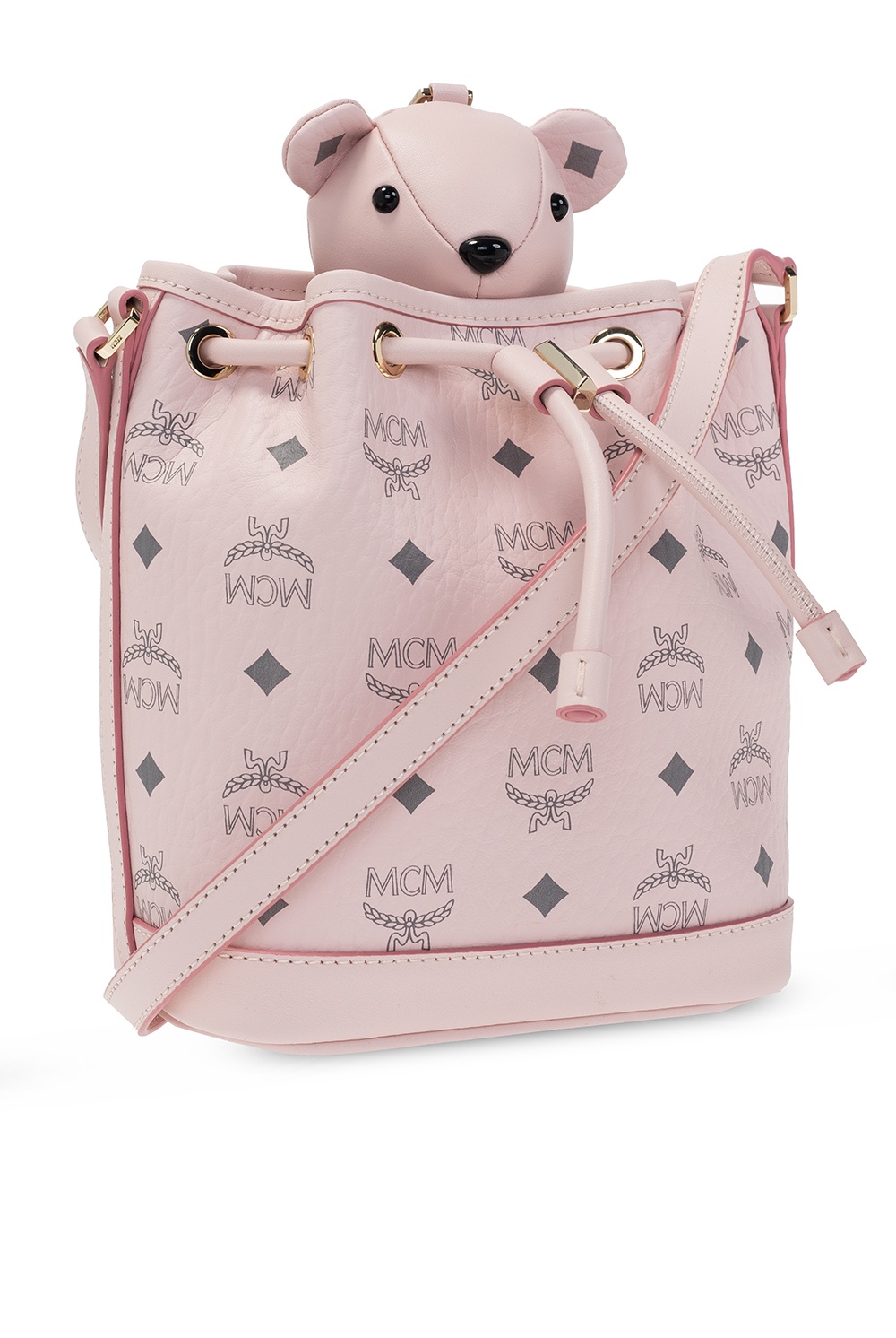 Pink mcm shop shoulder bag